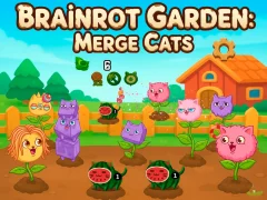Hra Brainrot Garden. Merge Cats online