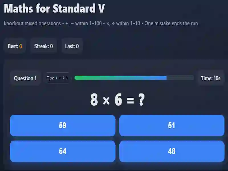 Hra Maths for Standard V online