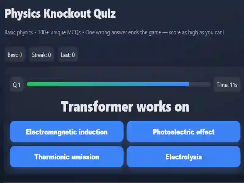 Hra Physics knowledge quiz online