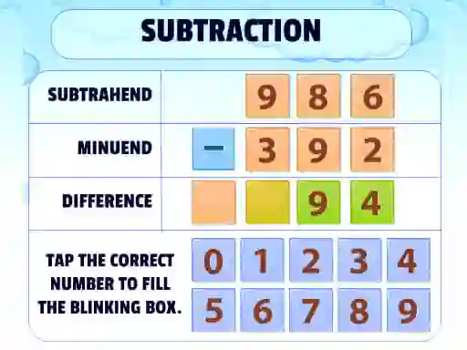 Hra Subtraction Practice online
