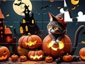 Hra Skladačka: Halloweenska mačka  online