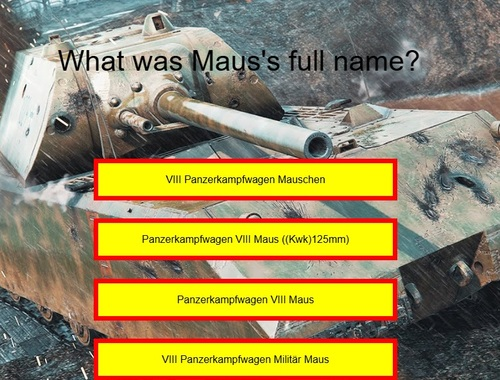 Hra Kvíz tanku: maus  online